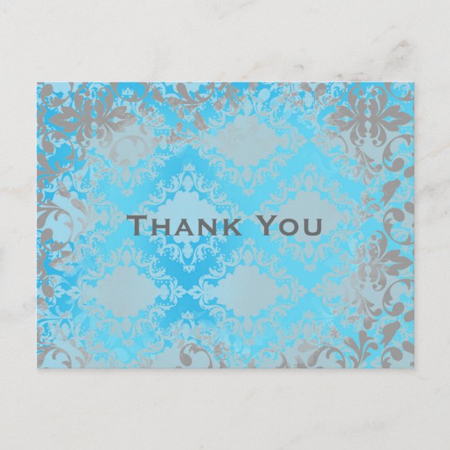 Unique Vintage Distressed Damask Postcard (Front)