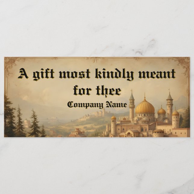 Unique Vintage Medieval Gift Certificate Save The Date (Front)