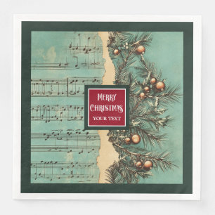 Unique vintage napkins in muted Christmas palette