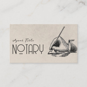 Unique Vintage Notary Writer Logo QR Code  Business Card
