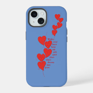 Unique Vintage Red Lace Hearts iPhone 15 Case