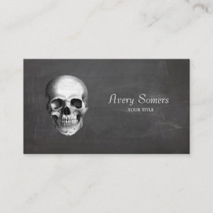 Unique Vintage Skull Etching Black Business Card