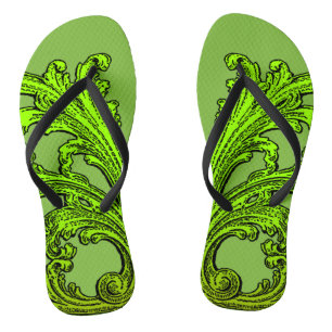 Unique Vintage Swirl Ombre Green Design Thongs