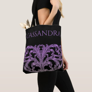 Unique Vintage Swirl Ombre Purple Personalised Tote Bag
