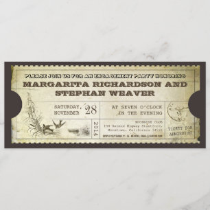 unique vintage ticket engagement party invitations