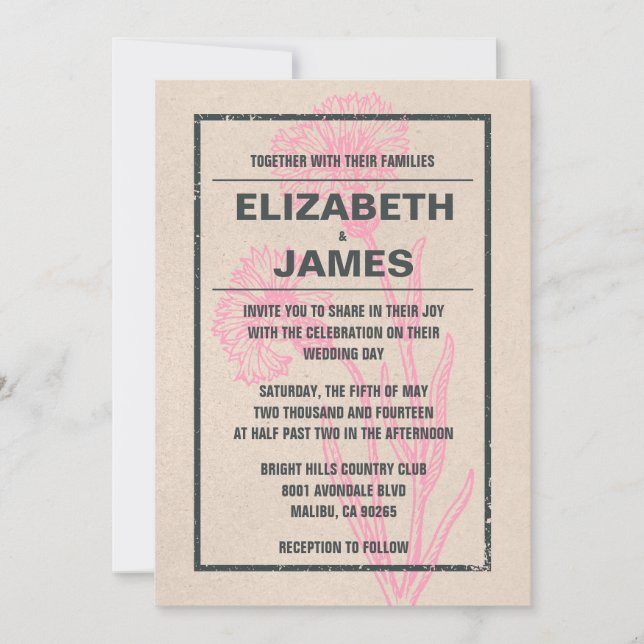 Unique Vintage Wedding Invitations (Front)