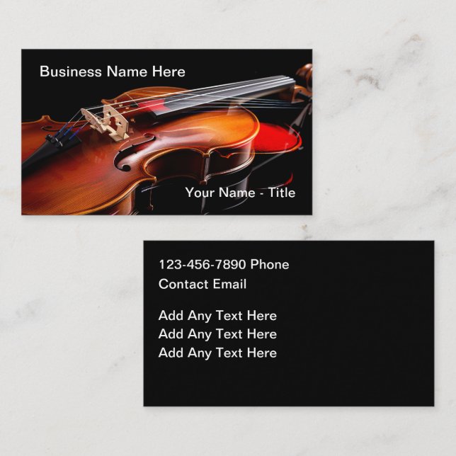 Unique Violin Music Theme Business Cards (Front/Back)