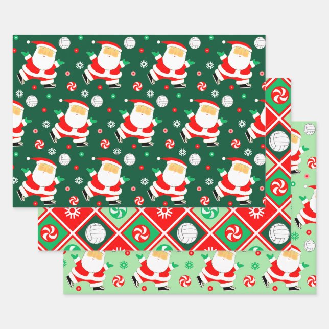 Unique Volleyball Holiday Gift Wrapping Paper Sheet (Set)