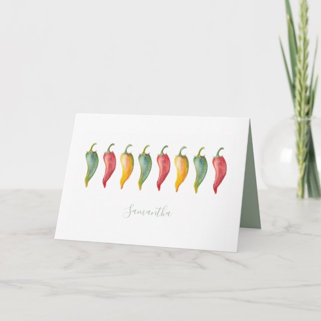 Unique Watercolor Chilli Peppers Bridesmaid Card (Front)