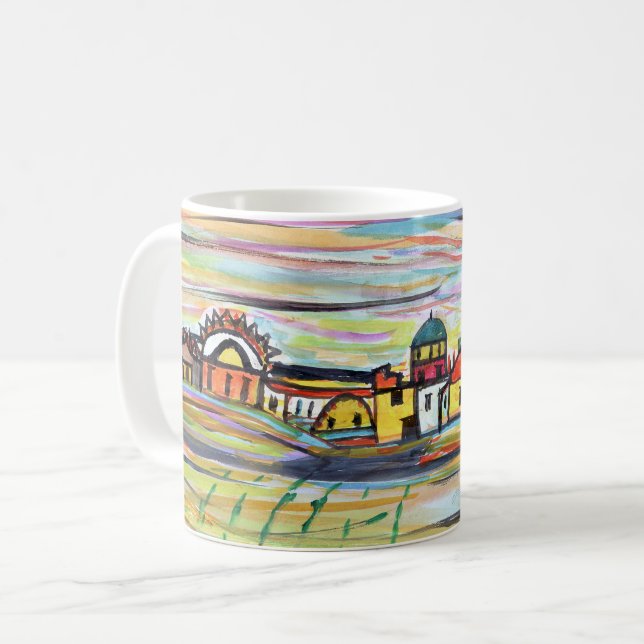 Unique watercolor design coffee mugs (Front Left)