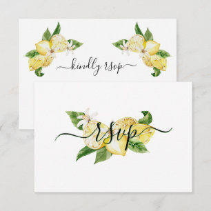 Unique Watercolor Lemon Tropical Wedding RSVP Card