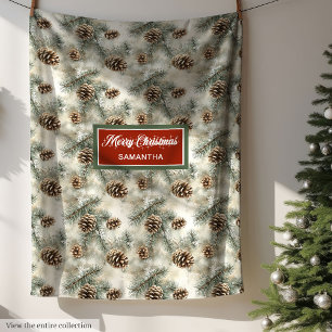 Unique watercolor neutral tones pine cones blanket