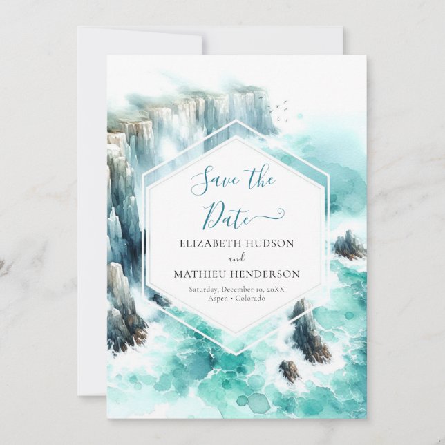 Unique Waves Nautical Wedding Save The Date (Front)