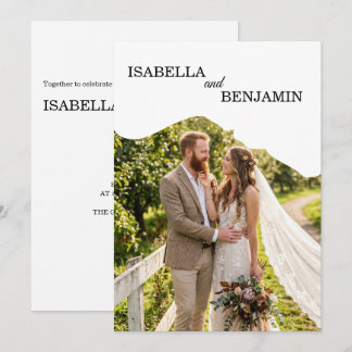 Unique Wavy Border Photo Wedding Invitation
