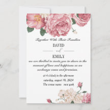 Unique Wedding Invitation with Red and White Roses