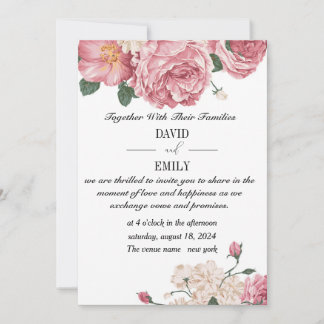 Unique Wedding Invitation with Red and White Roses