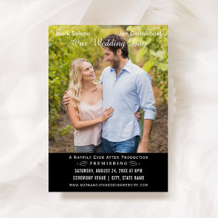 Unique Wedding Movie Poster Black and White Photo Invitation