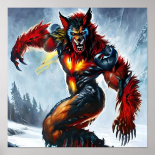 Unique Werewolf Cyborg, Digital Art for Download Poster