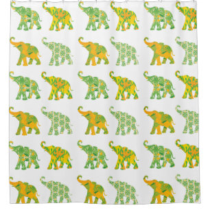 Unique Whimsical Elephant Pattern Graphic Shower Curtain
