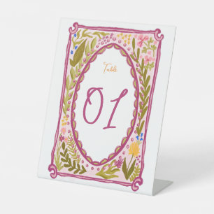 Unique Whimsical Floral Bow Doodle Hand Drawn  Pedestal Sign