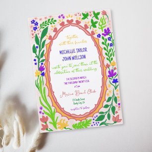 Unique Whimsical Floral Quirky Doodle Hand Drawn Invitation