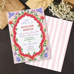 Unique Whimsical Floral Quirky Doodle Hand Drawn  Invitation