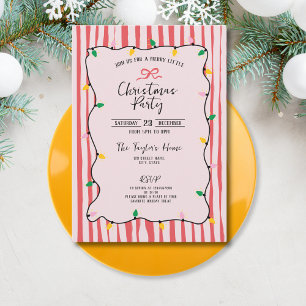 Unique Whimsical Hand Drawn Bow Christmas Party  Invitation