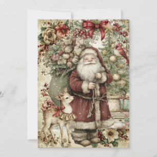 Unique Whimsical Non Photo Santa Christmas Card