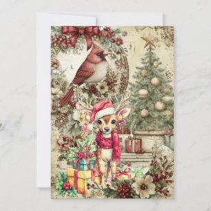 Unique Whimsical Non Photo Santa Christmas Card