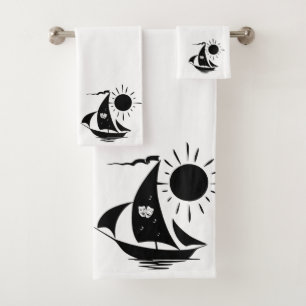 Unique Whimsical Theatre Sailing Design Bath Towel Set