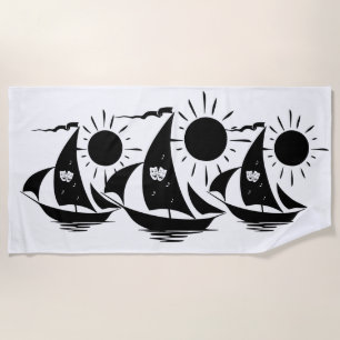 Unique Whimsical Theatre Sailing Design Beach Towel
