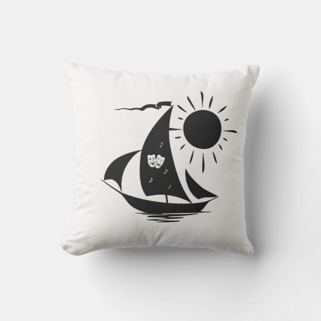 Unique Whimsical Theatre Sailing Design Cushion (Front)