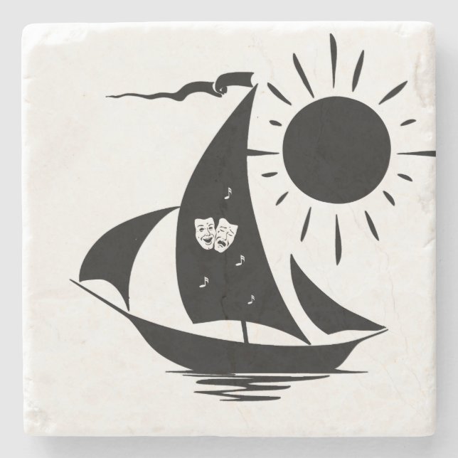 Unique Whimsical Theatre Sailing Design Stone Coaster (Front)