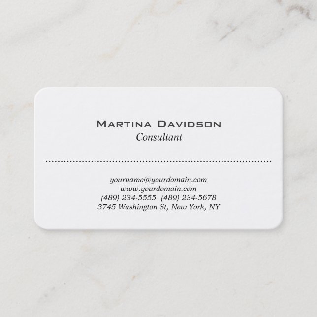 Unique White Classical Plain Creative Business Card (Front)