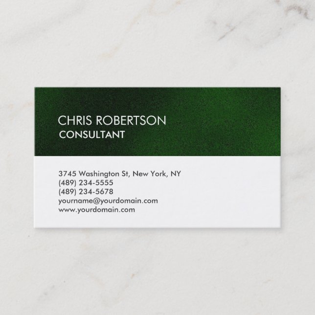 Unique White Green Stripe Attractive Business Card (Front)