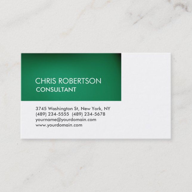 Unique White Green Stripe Attractive Business Card (Front)