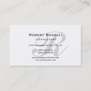 Unique White Grey Monogram Business Card