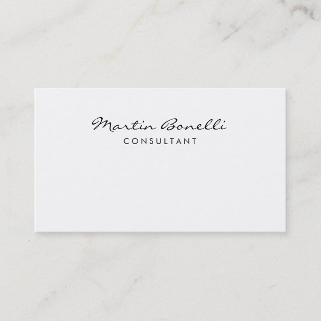 Unique White Minimalist Consultant Business Card (Front)