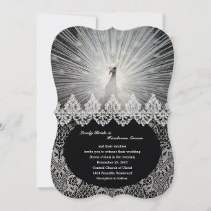 Unique White Peacock Lace Fancy Wedding Invitation