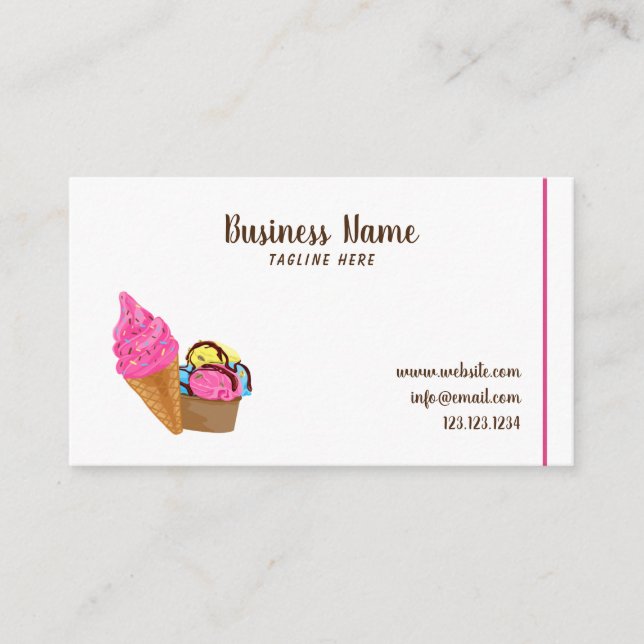 Unique White Sweet Ice Cream Cup Confectionery Business Card (Front)