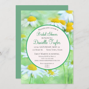 Unique White, Yellow Daisies Floral Bridal Shower  Invitation