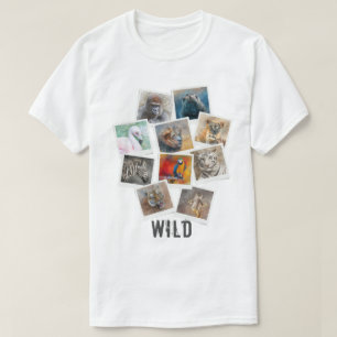 Unique Wild Animal Photo Frame Collage T-Shirt