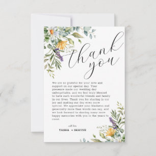 Unique Wildflowers Wedding Thank You Card