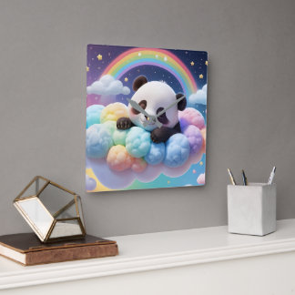 Unique WOLF ZODIAC GALAXY Design Stylish Gif Square Wall Clock