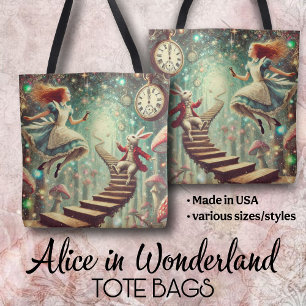 Unique Wonderland Art Alice Rabbit Hole Tote Bag