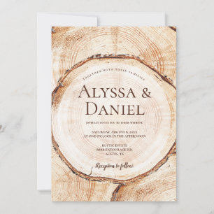 Unique Wood Barn Tree bark Rustic Wedding Custom Invitation