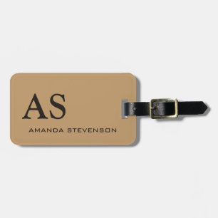 Unique Wood Brown Colour Monogram Luggage Tag