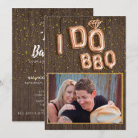 Unique Wood Gold Foil Balloon Text I Do BBQ Photo