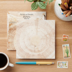 Unique Wood grain tree ring Custom address Envelope