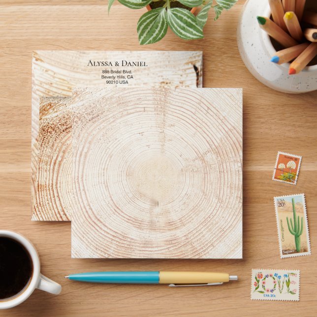 Unique Wood grain tree ring Custom address Envelope (Desk)